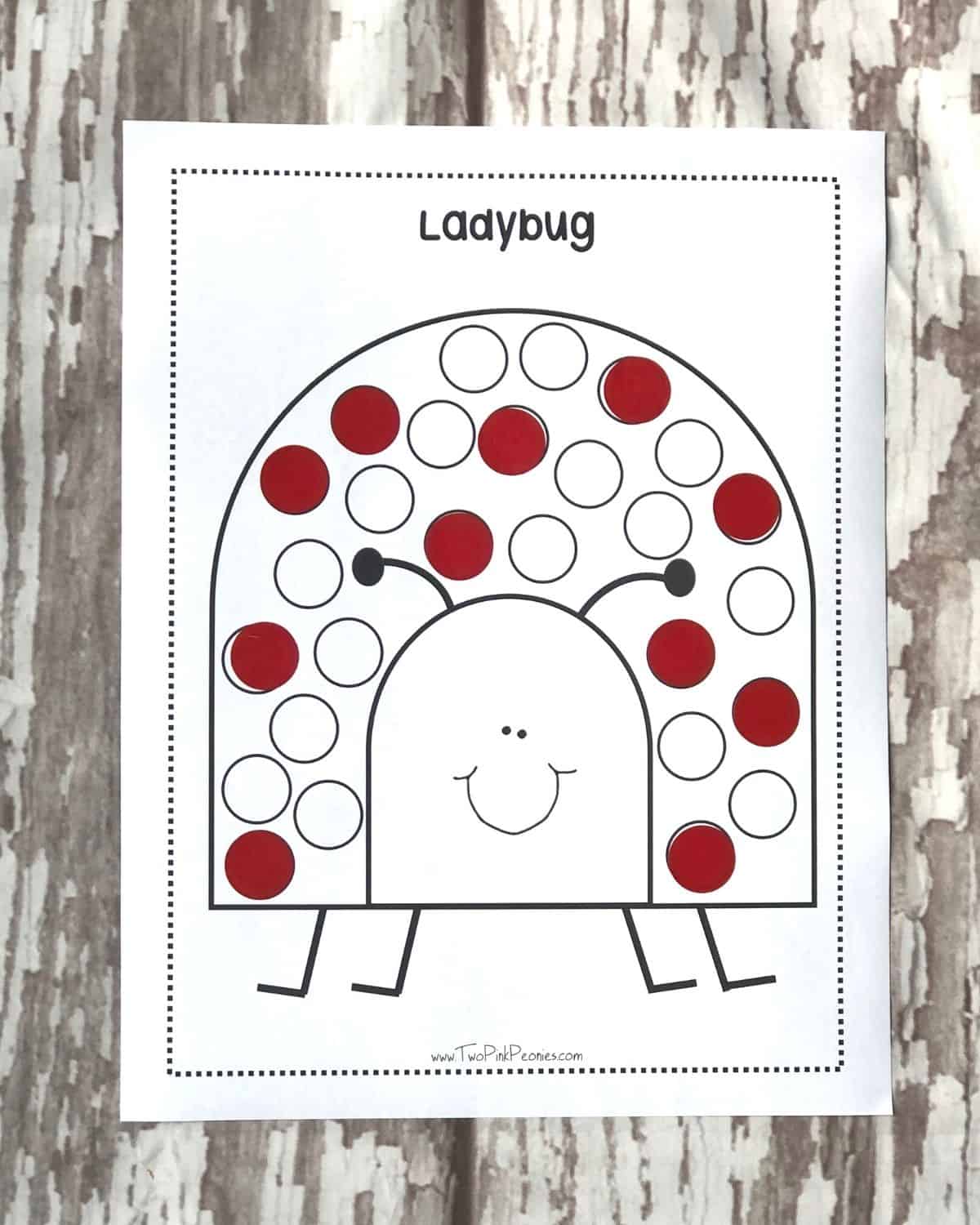 ladybug printable with dot stickers