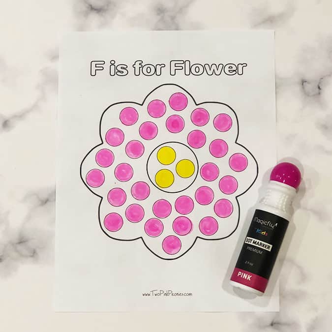 F is for flower dot marker printable.
