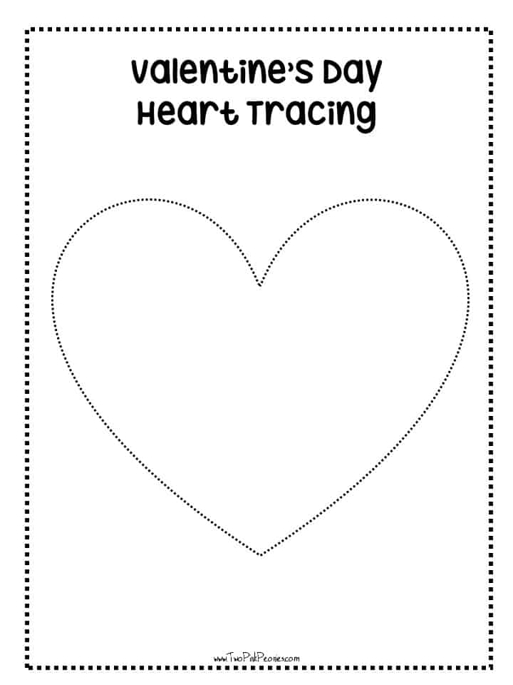 Valentine's Day Tracing Heart Worksheet mock up.
