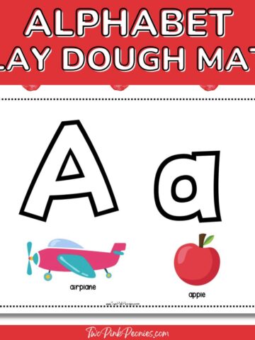 Text that says Alphabet Play Dough Mats below is a mock up of the "A" play dough mat.