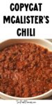 Text that says, "Copycat McAlister's Chili." Below the text is a photo of copycat McAlister's chili.