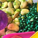 dyed beans for a sensory bin