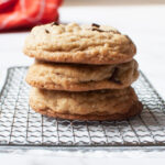 Copycat Otis Spunkmeyer Chocolate Chip Cookies stacked up