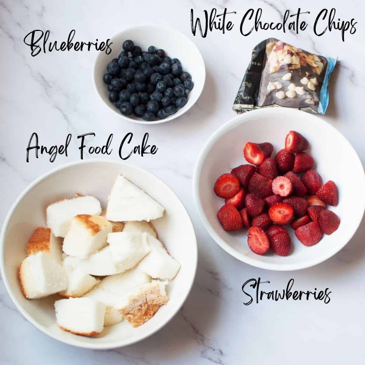 ingredients needed to make a Fourth of July Fruit Tray