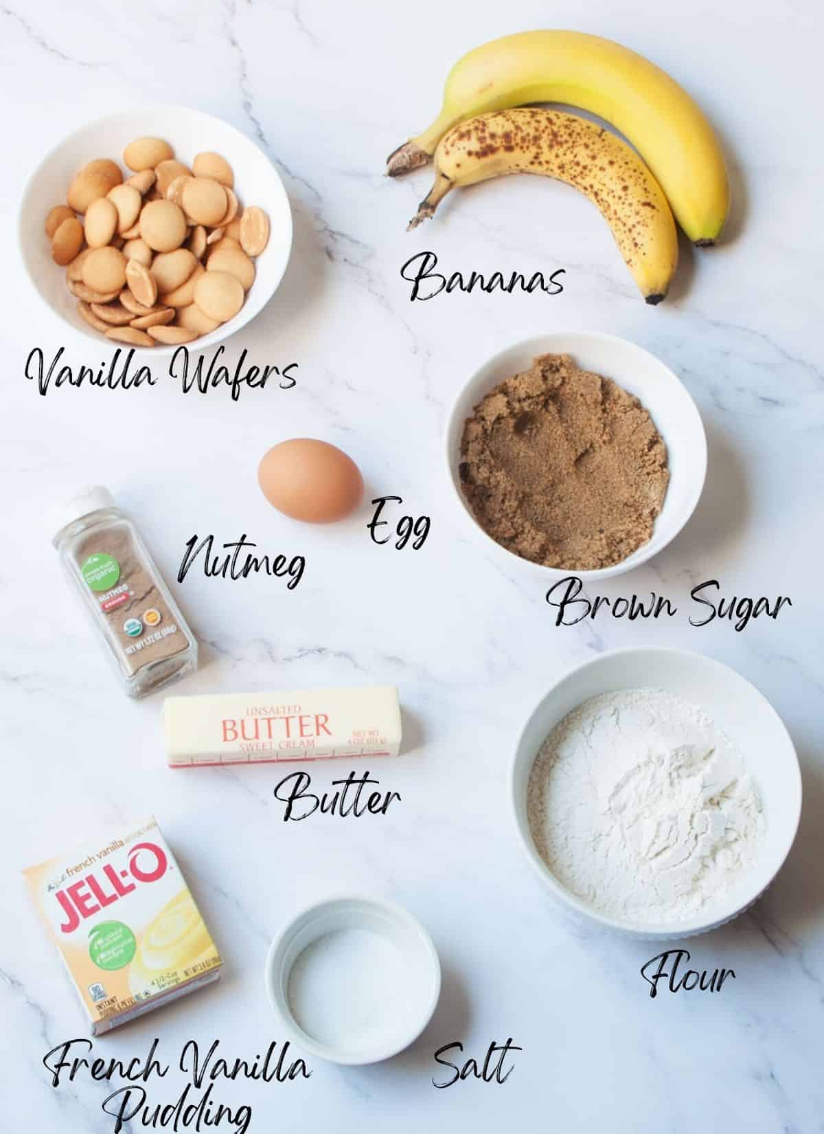 ingredients needed to make banana pudding brownies