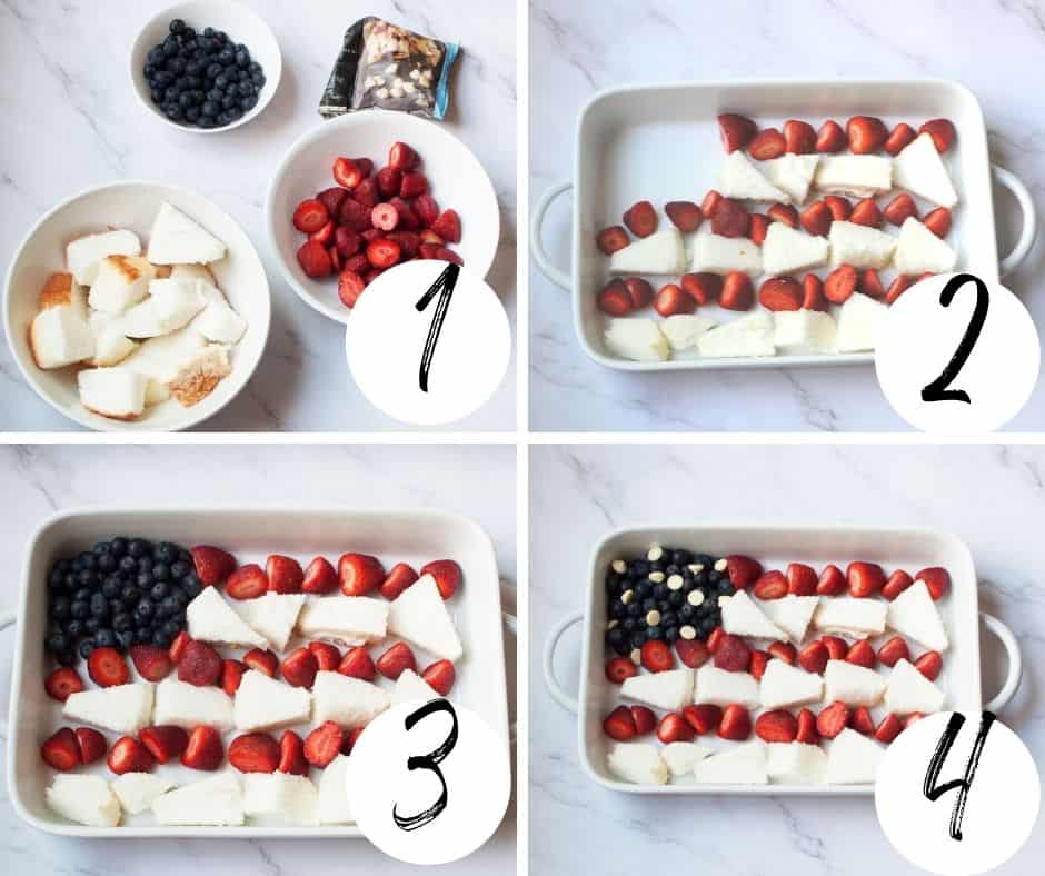 step by step guide on how to make a Fourth of July Fruit Tray