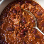 Dr Pepper Baked Beans with a spoon