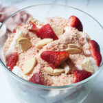 close up shot of strawberry shortcake fruit salad