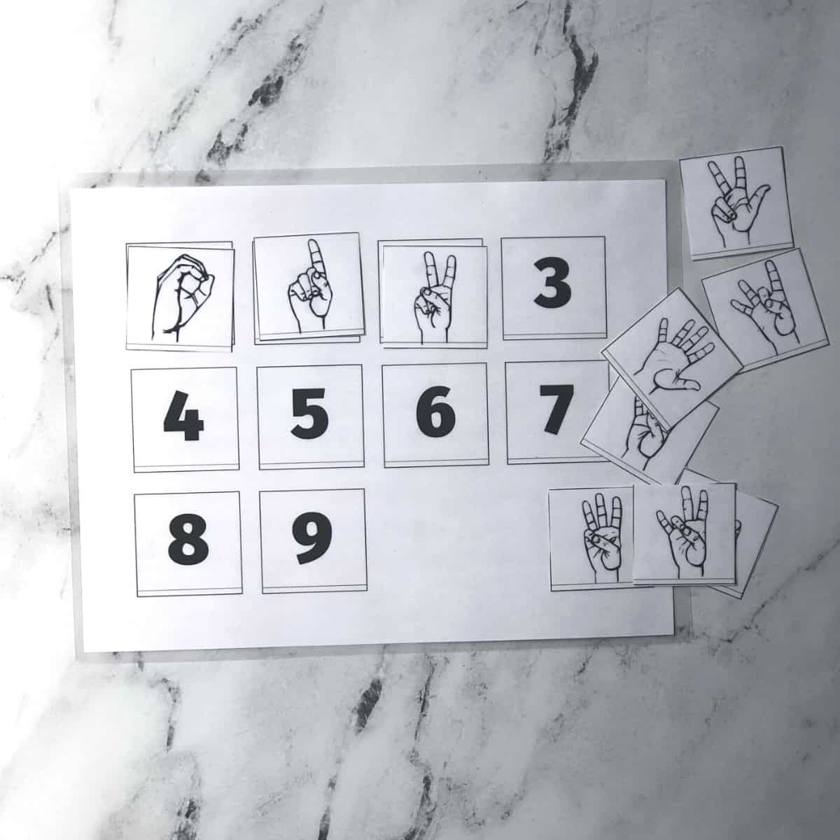 ASL Printable Numbers Match up