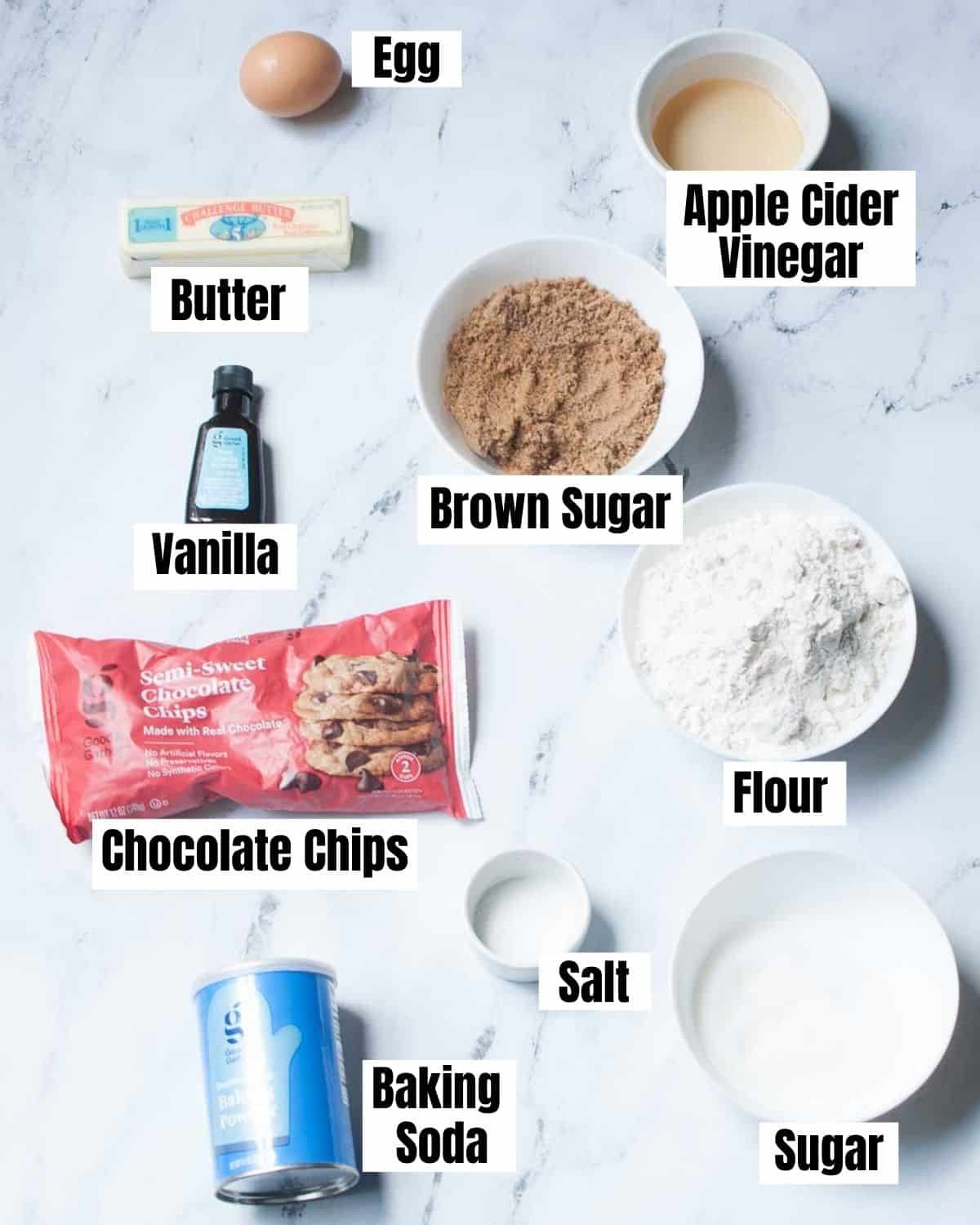 ingredients needed to make chocolate chip cookies with apple cider vinegar