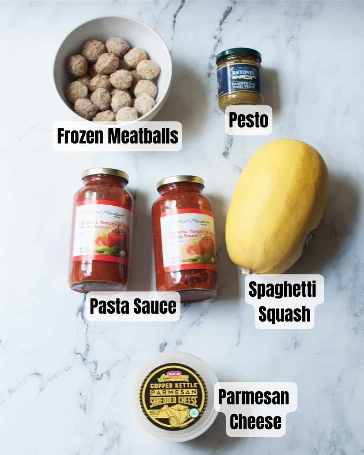 ingredients needed to make Spaghetti Squash Casserole with Meatballs