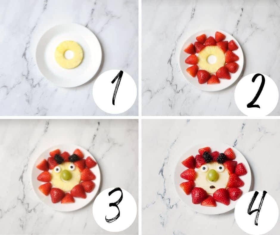 step by step guide on how to make a monster fruit tray