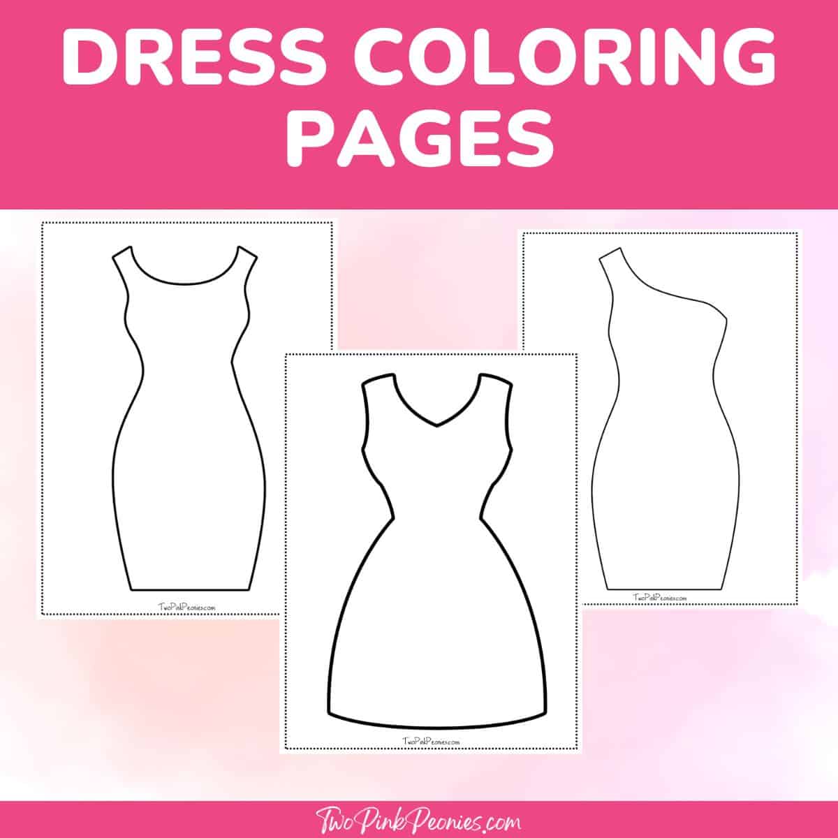 text that says dress coloring pages below are mock ups of the dressees