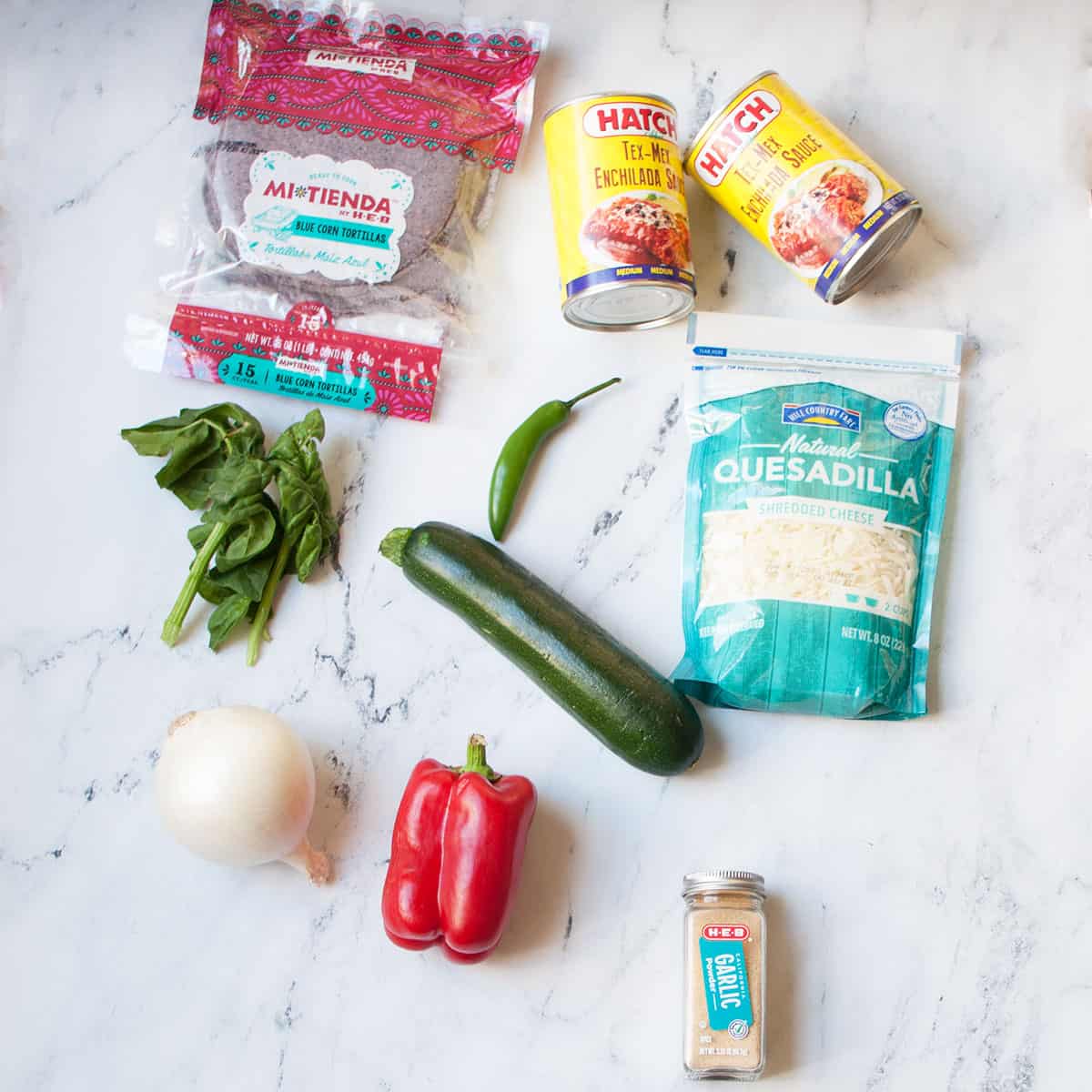 ingredients needed to make Copycat Chuys Veggie Enchiladas