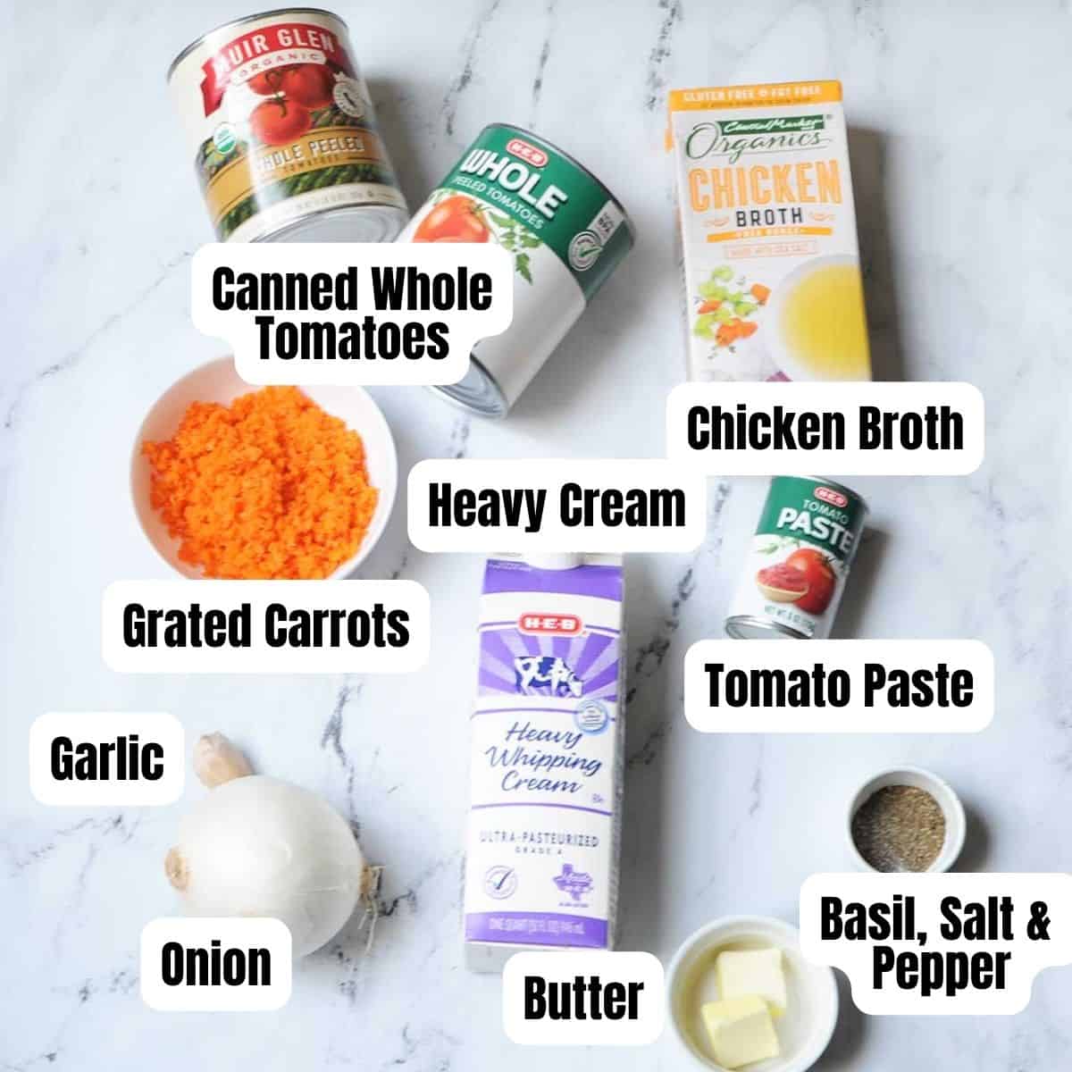 ingredients needed to make copycat Panera tomato soup