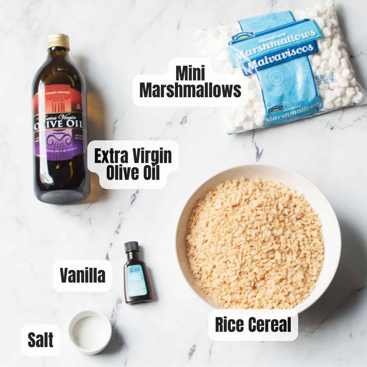 ingredients needed to make rice crispy treats with olive oil