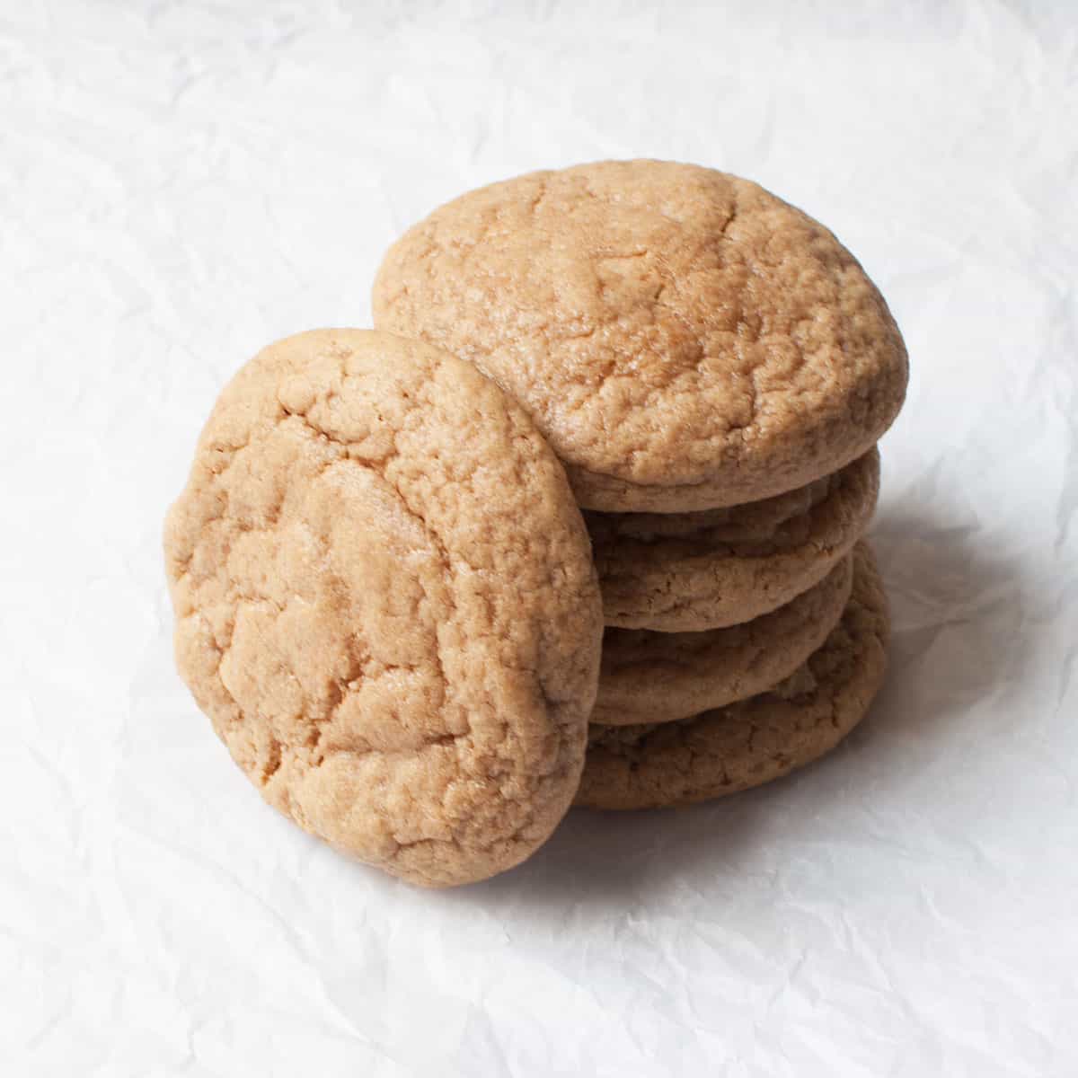 sourdough discard peanut butter cookies stacked up