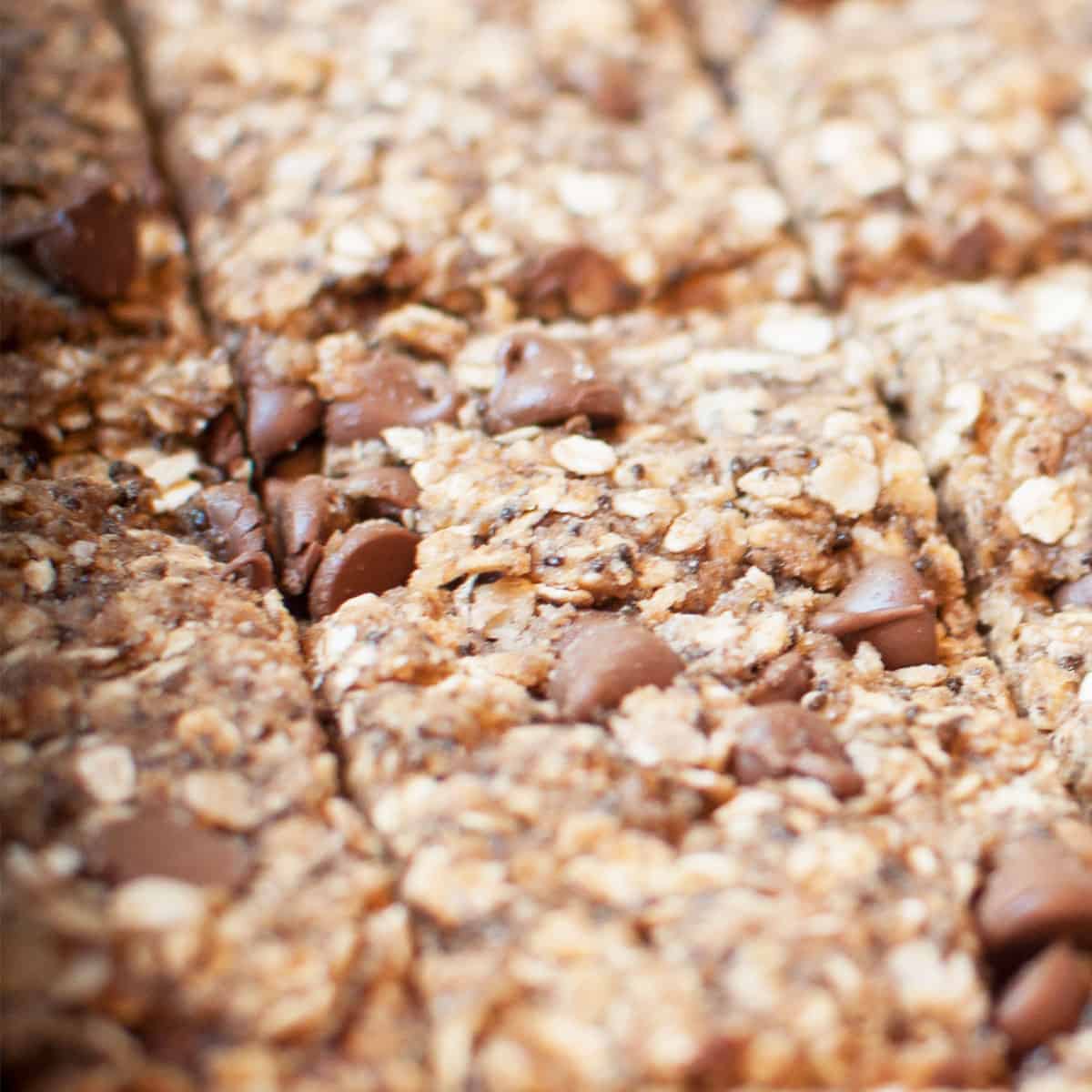 Oatmeal Chocolate Chip Breakfast Bars up close view
