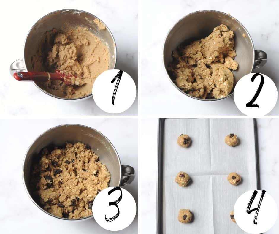 Step by step guide on how to make amish funeral cookies. A collage with four steps.