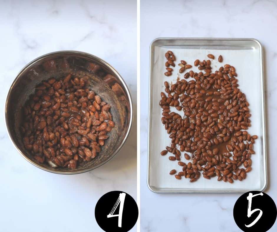 Steps four and five on how to make Christmas Almonds.