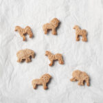 Sourdough animal crackers on a white background.