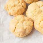Lemon wafers on a white background.