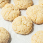 Homemade vanilla wafers on a white background.