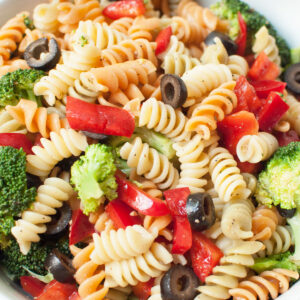 Up close photograph of Copycat Jason's Deli Pasta Salad.