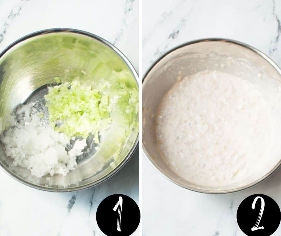 A collage with two images showing how to make Jimmy John's tuna.