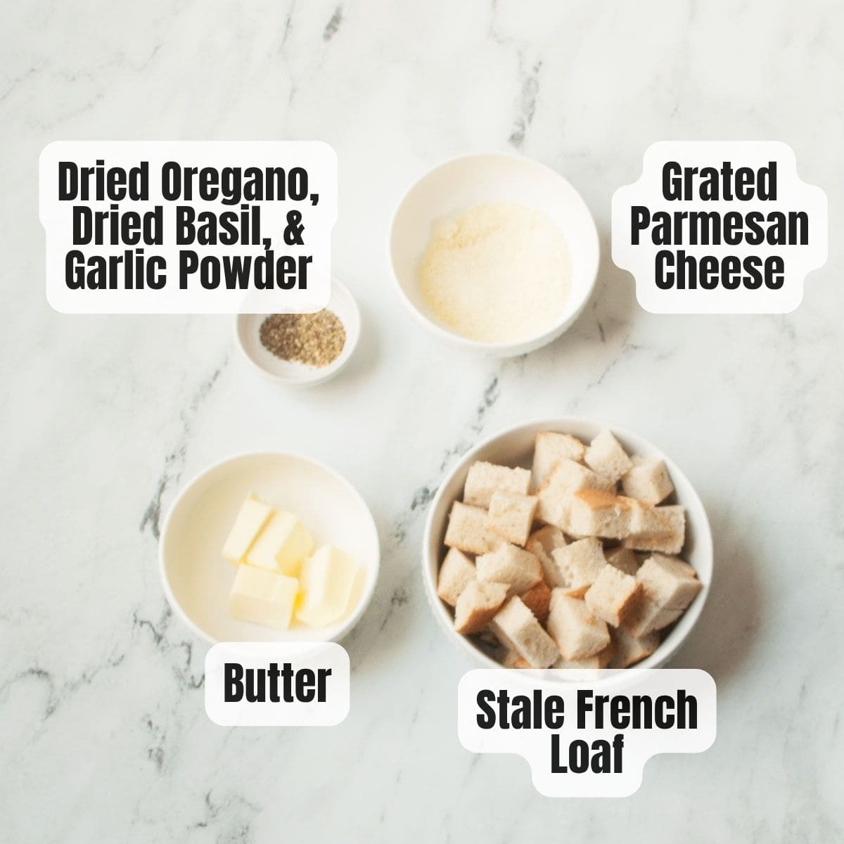 The ingredients need to make copycat Texas Roadhouse croutons.